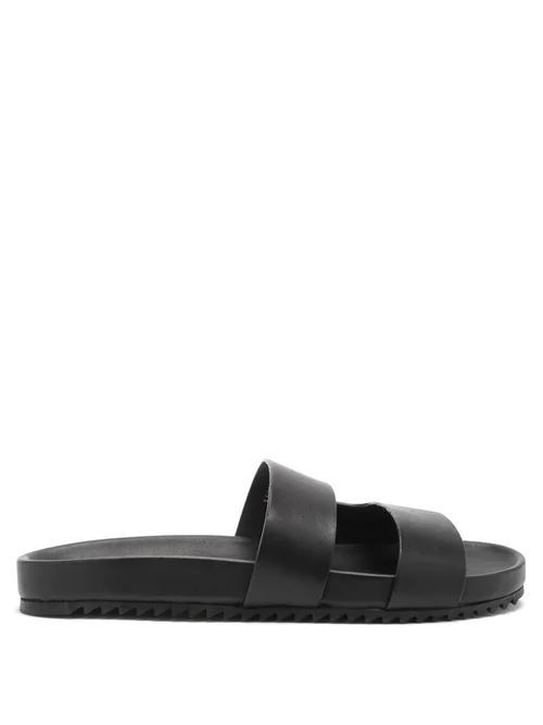 Grenson - Chadwick Two-strap Leather Slides - Mens - Black