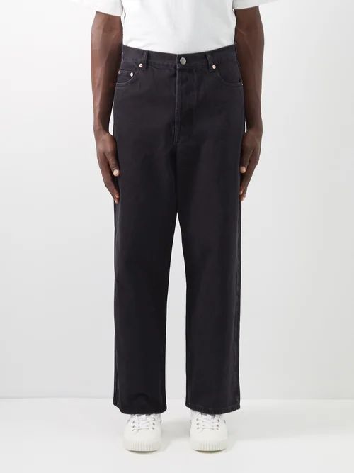 King Organic-cotton Wide-leg Jeans - Mens - Black