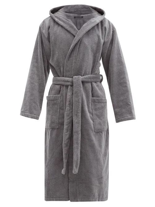 Hooded Cotton-terry Robe - Mens - Grey