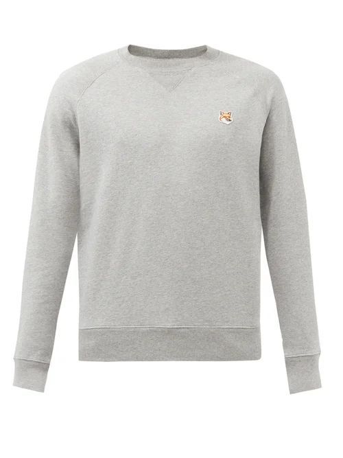 Fox-appliqué Cotton-jersey Sweatshirt - Mens - Grey