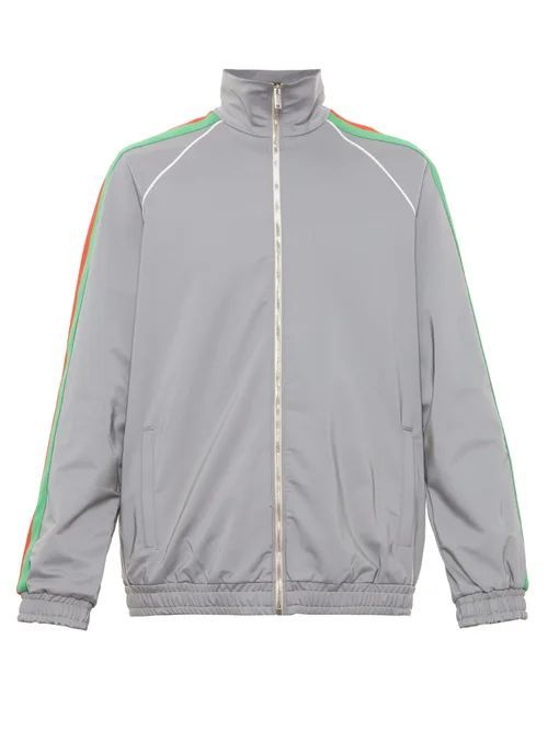 Gucci - Web-stripe Iridescent-shell Track Jacket - Mens - Silver