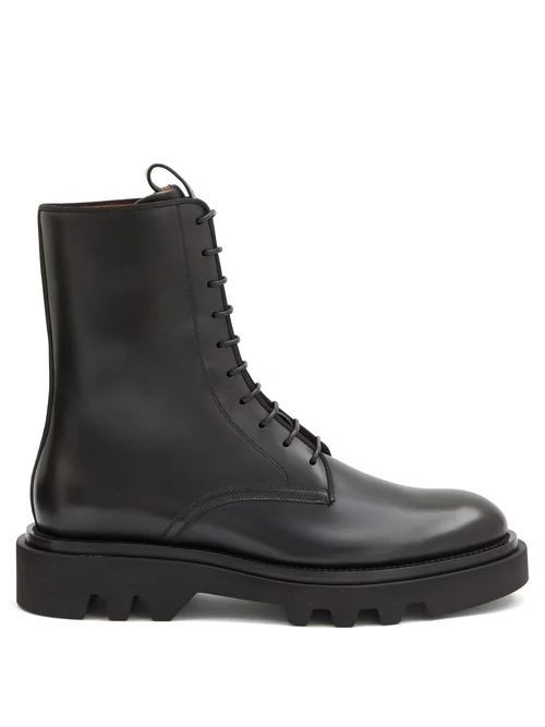 Givenchy - Lace-up Leather Military Boots - Mens - Black