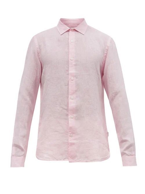 Giles Linen Shirt - Mens - Pink