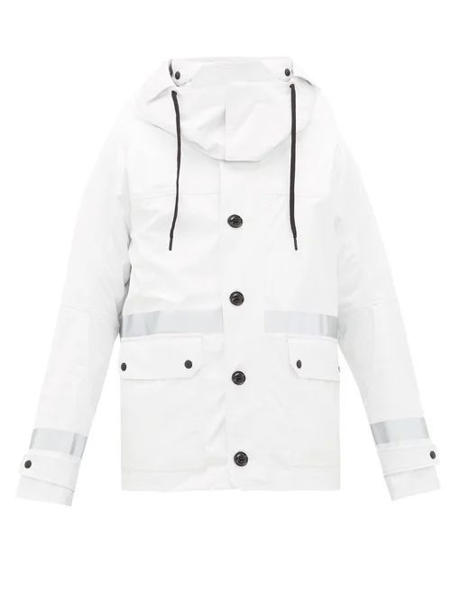 Paillon Logo-patch Technical Hooded Parka - Mens - White