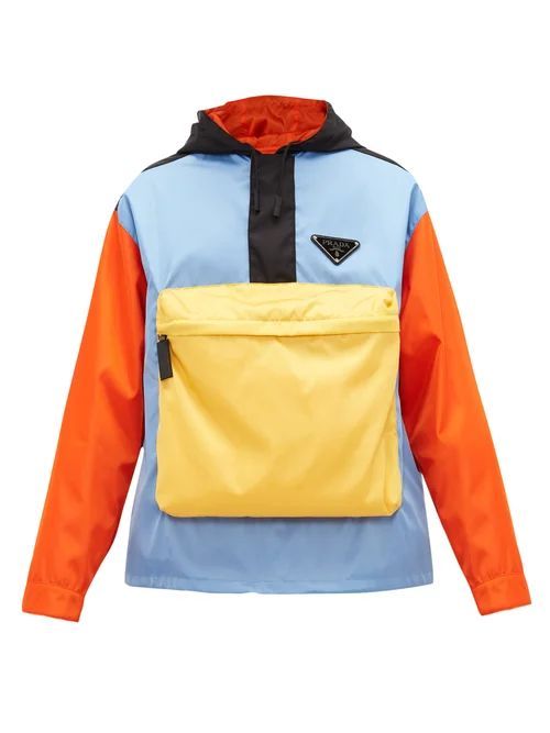 Prada - Colour-block Nylon Hooded Jacket - Mens - Yellow Multi