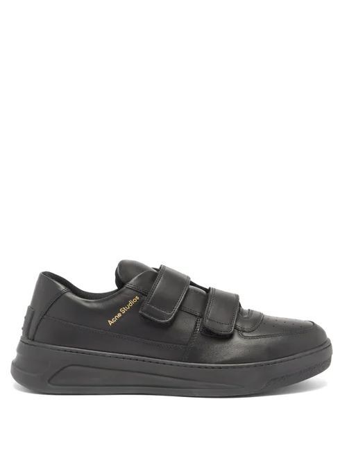 Perey Velcro Leather Trainers - Mens - Black