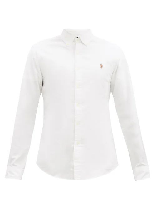 Logo-embroidered Cotton Oxford Shirt - Mens - White