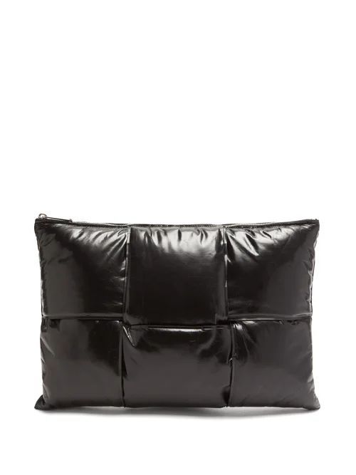 Padded Intrecciato Leather Pouch - Mens - Black