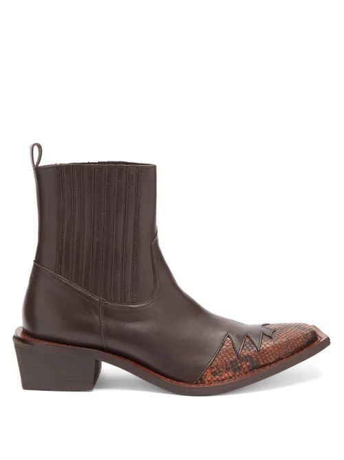 Martine Rose - Que Angular-sole Leather Boots - Mens - Brown