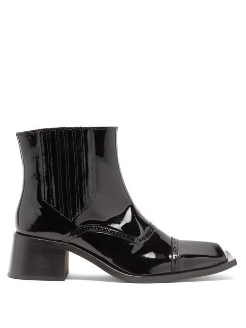 Martine Rose - Square-toe Patent-leather Boots - Mens - Black