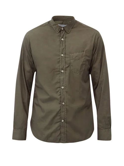 Officine Générale - Lipp Pigment-dyed Cotton-twill Shirt - Mens - Dark Green