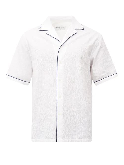 Officine Générale - Eren Piped Cotton-seersucker Shirt - Mens - White