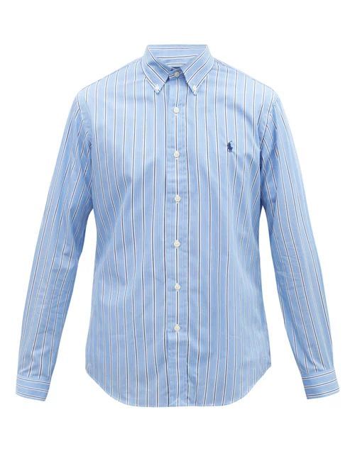 Polo Ralph Lauren - Logo-embroidered Striped Cotton-poplin Shirt - Mens - Blue White