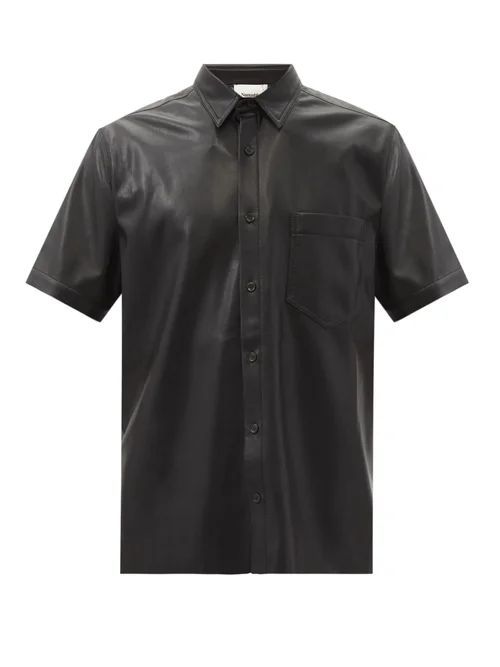 Nanushka - Adam Short-sleeved Faux-leather Shirt - Mens - Black