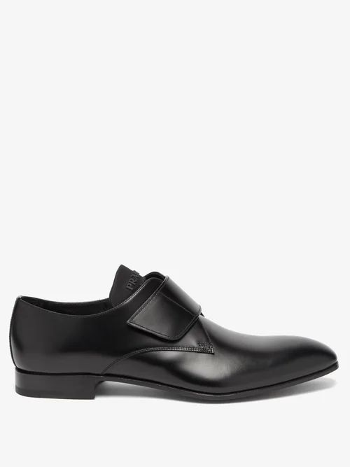 Logo-plaque Nylon And Leather Shoes - Mens - Black