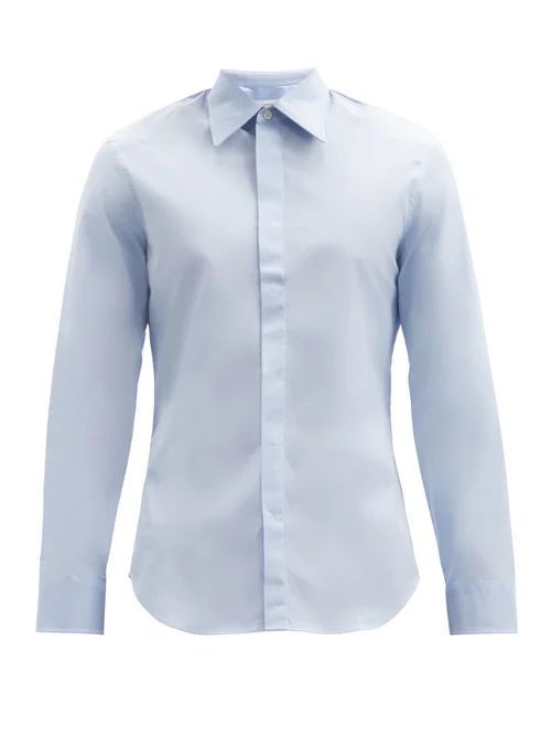 Maison Margiela - Four Stitches Cotton-poplin Shirt - Mens - Blue