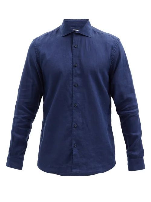 Orlebar Brown - Giles Linen Shirt - Mens - Navy