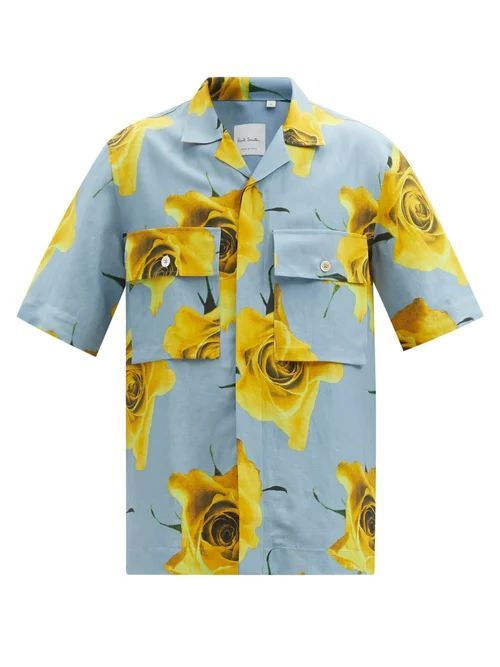 Paul Smith - Monarch Rose-print Twill Shirt - Mens - Blue Multi