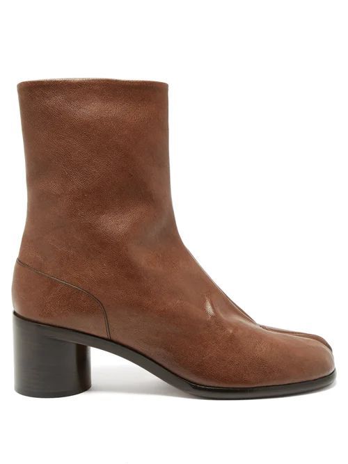 Maison Margiela - Tabi Split-toe Leather Ankle Boots - Mens - Olive Green