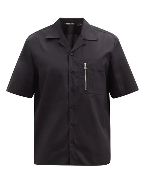 Neil Barrett - Zip-pocket Cotton-poplin Short-sleeved Shirt - Mens - White Black