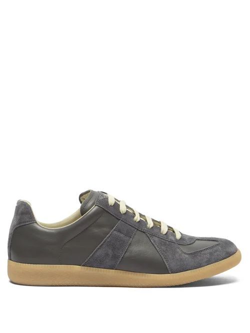 Maison Margiela - Replica Leather And Suede Trainers - Mens - Grey