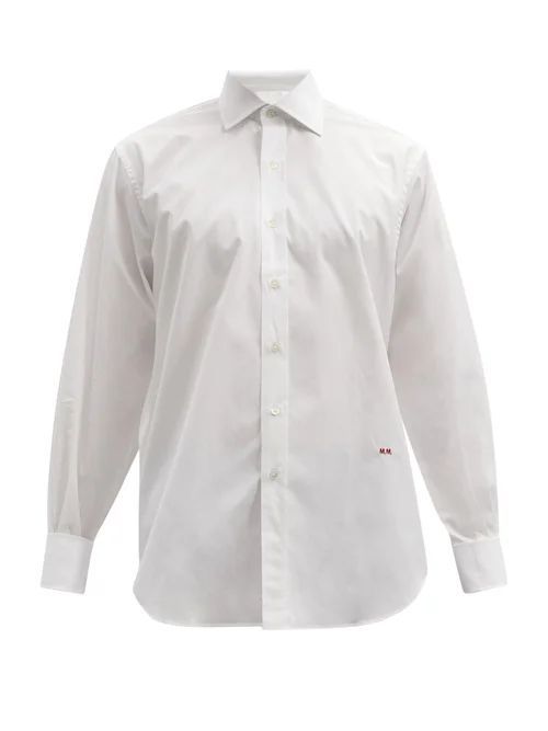Maison Margiela - Logo-embroidered Oversized Cotton-poplin Shirt - Mens - White