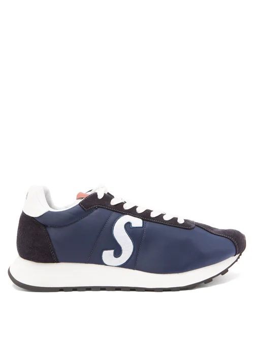Paul Smith - Seventies Quilted-shell And Suede Trainers - Mens - Navy