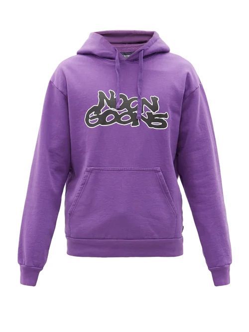 Noon Goons - Graffiti-logo Cotton-jersey Hooded Sweatshirt - Mens - Purple