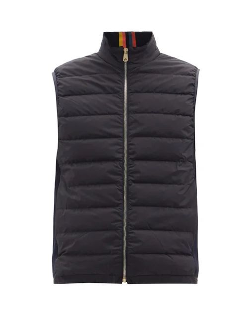 Panelled Quilted-shell Down Gilet - Mens - Navy
