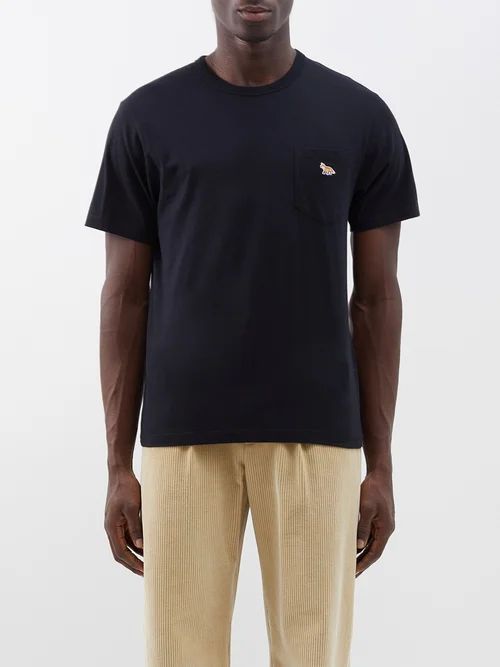 Profile Fox-patch Cotton-jersey T-shirt - Mens - Black