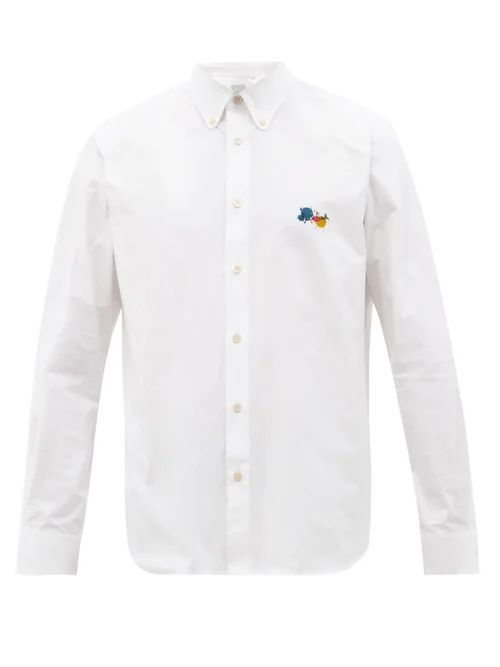 Paint Splatter-print Cotton-poplin Shirt - Mens - White