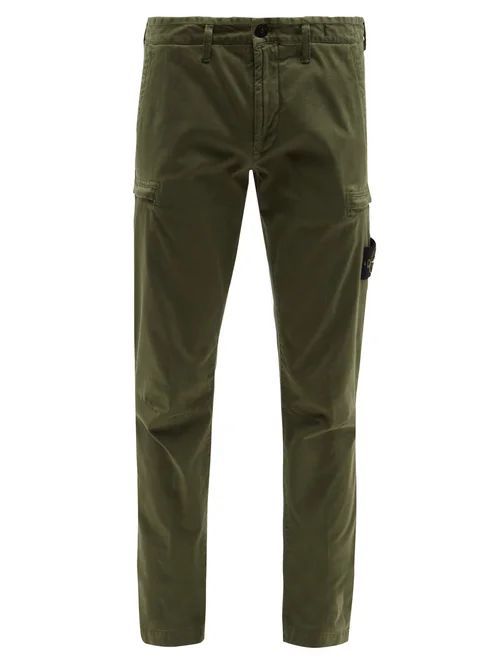 Logo-pocket Cotton-blend Twill Cargo Trousers - Mens - Green