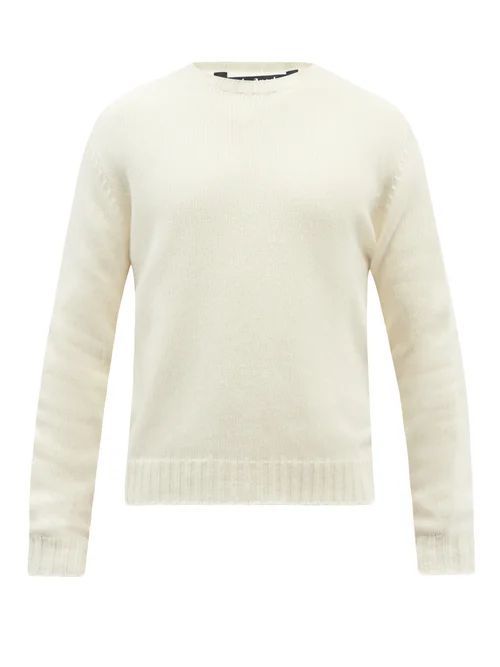 Logo-intarsia Wool-blend Sweater - Mens - White