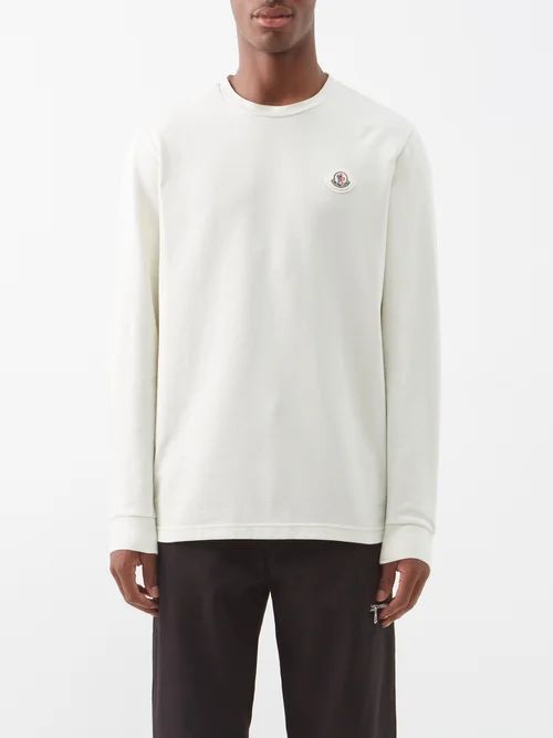 Logo-patch Cotton-piqué Sweatshirt - Mens - Off White