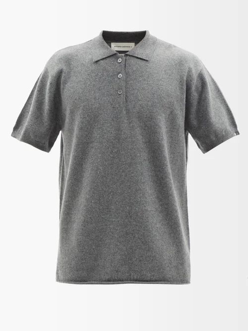 No.126 Lezard Stretch-cashmere Polo Shirt - Mens - Grey
