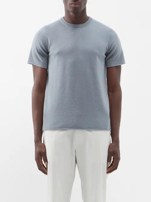 No.64 Stretch-cashmere T-shirt - Mens - Light Blue