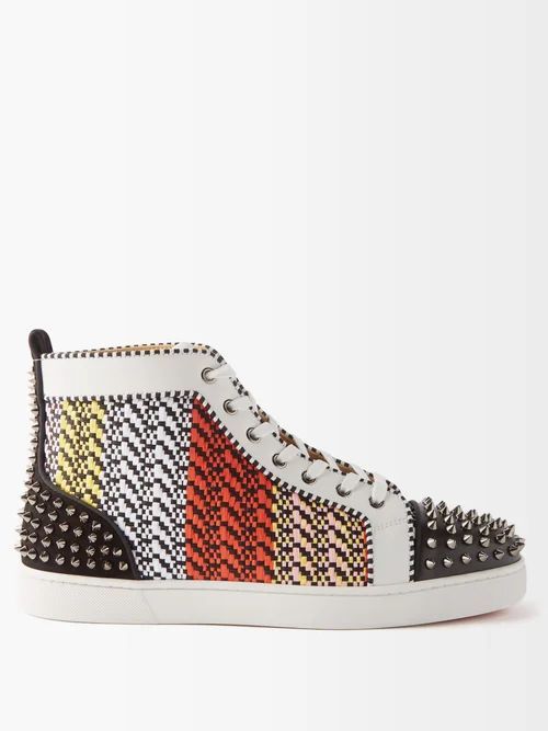 Lou Spikes Striped High-top Trainers - Mens - Multi