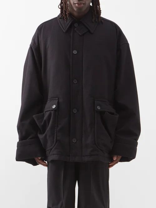 Oversized Cashmere-twill Coat - Mens - Black