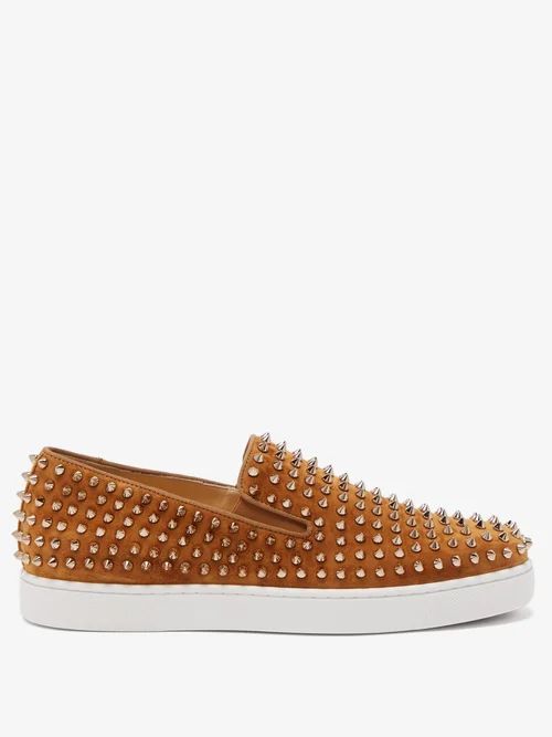 Roller-boat Spike-embellished Slip-on Trainers - Mens - Yellow Gold