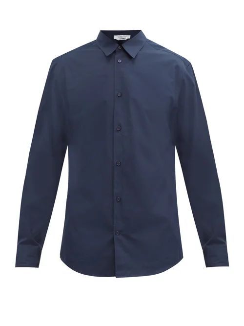 Quevedo Cotton-poplin Shirt - Mens - Navy