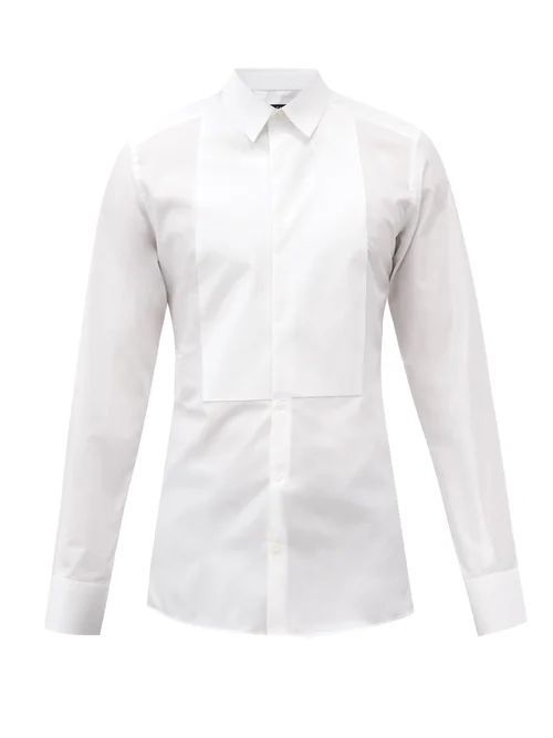 Square-bib Cotton-poplin Tuxedo Shirt - Mens - White
