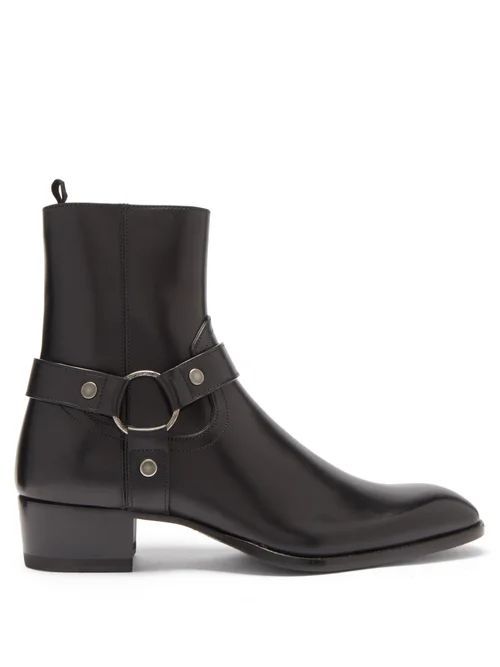 Saint Laurent - Wyatt Harness-strap Leather Boots - Mens - Black