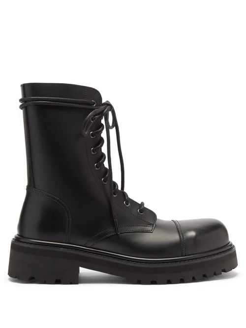 Vetements - Leather Combat Boots - Mens - Black