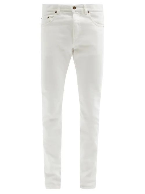 Saint Laurent - Stonewashed Slim-leg Jeans - Mens - White
