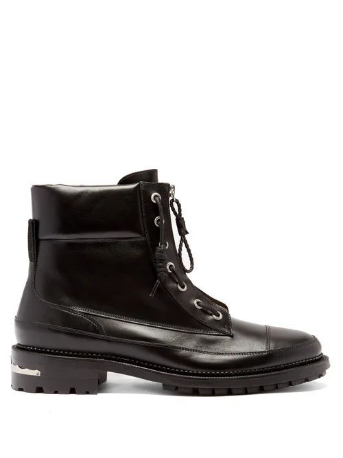 Toga Virilis - Padded-cuff Leather Lace-up Boots - Mens - Black