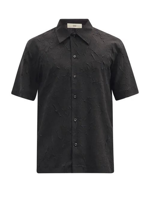 Séfr - Suneheim Crinkled-poplin Shirt - Mens - Black