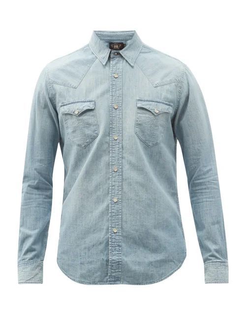 RRL - Buffalo Flap-pocket Denim Shirt - Mens - Light Blue