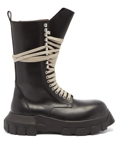 Rick Owens - Bozo Tractor Lace-up Leather Boots - Mens - Black
