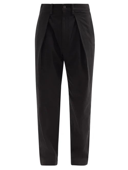 The Driver Pleated Cotton-twill Trousers - Mens - Black