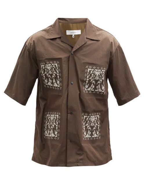 Sasquatchfabrix - Kirigami-embroidered Short-sleeved Shirt - Mens - Brown